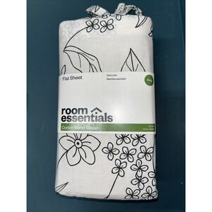 Room Essentials King Easy Care Cotton Blend Sateen Flat Sheet  Floral‎
